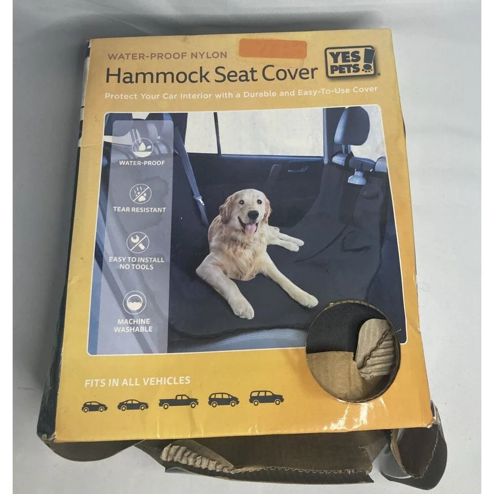 YES PETS Car Seat Cover Hammock Black Oxford Waterproof Nylon Bench Style NIB